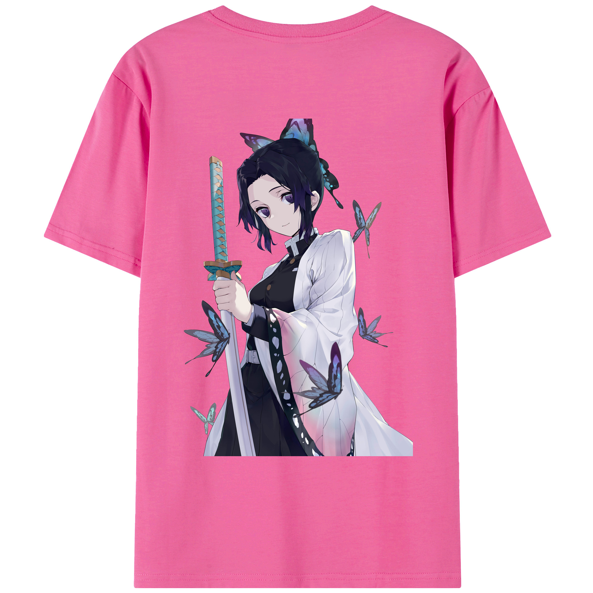 （画像用） 鬼滅の刃（きめつのやいば）蟲柱-胡蝶 しのぶ／こちょう しのぶ Kochou Shinobu レディース半袖Tシャツ(バックプリント)